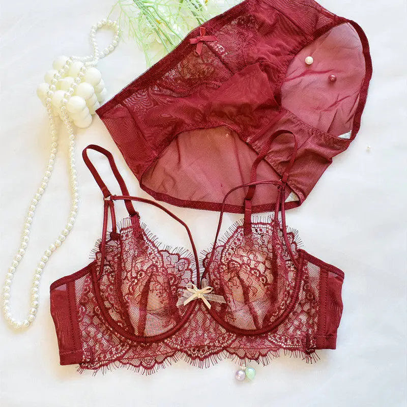 Lingerie Sexy Dentelle Ensemble, Ultra Fin Style Français, Bonnet Confort Anti Affaissement, Respirant Tailleur Confortable pour