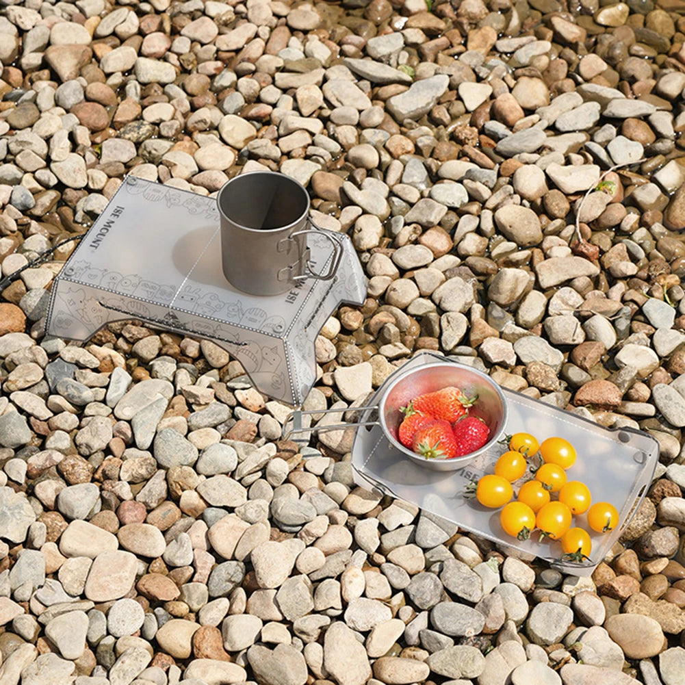 Folding Camping Table Ultralight Foldable Camping Tray Portable Small Backpacking Table Multifunctional for Camping Hiking