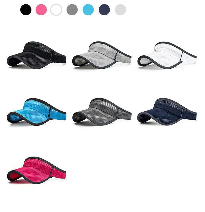 Summer Sports Sun Hats Women Hat Men's Cap Adjustable Sun Visor Uv Protection Empty Top Tennis Running Sunscreen Mesh Brim