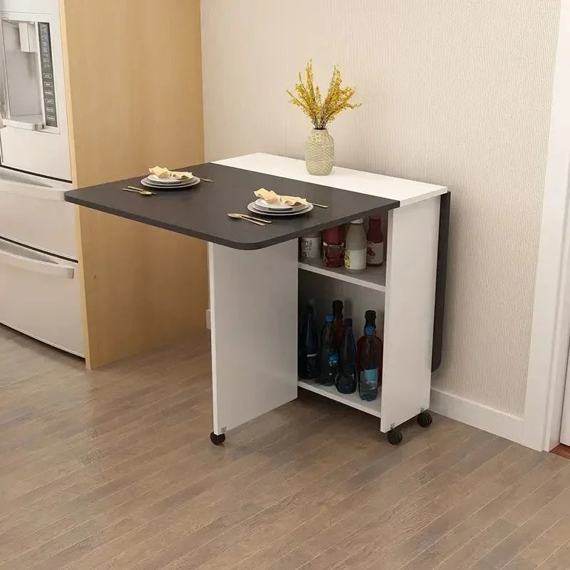 Folding Dining Table for Home Use, Small Apartment, Simple Multi-Functional Mobile Rectangular Dining Table