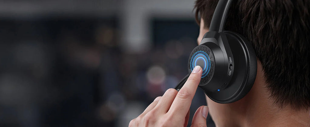 Wireless Bluetooth Headset Bluetooth 5.4 Headphones with Microphone Noise Canceling Multipoint Connect Wireless Headset for Work