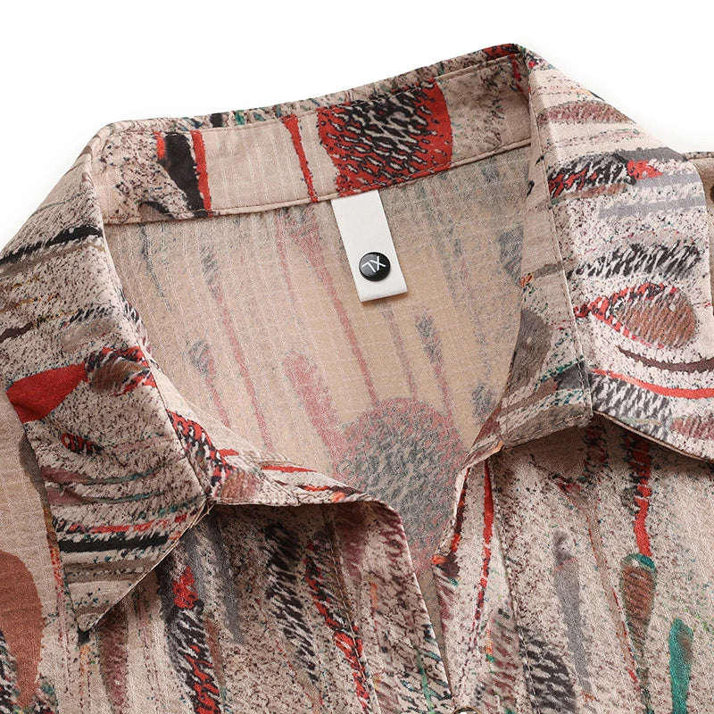 Summer Plus Size Shirt For Women's 2025 Printed Loose Top Mulberry Silk Blended Vacation Work Women's Clothing