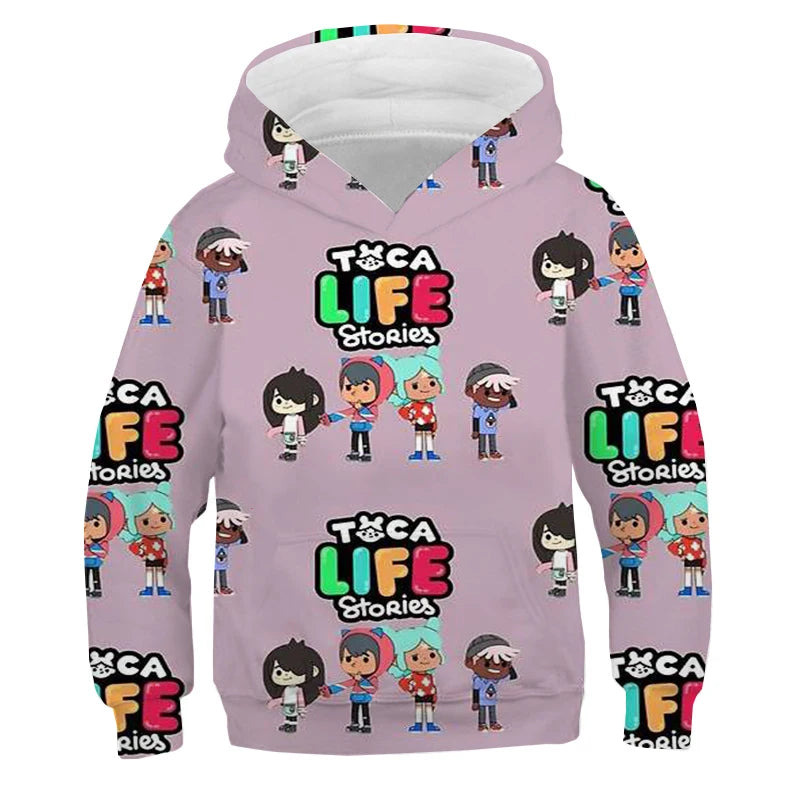 Hoodies 3D Print Game Toca Life World Toca Boca Virtual Toy Creator Sweatshirts Boy Girl Hooded Sweatshirts Kids Oversize Hoodie