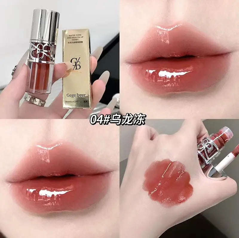 Clear Glass Gray Coffee Shine Lip Gloss Mirror Watery Moisturize Plumper Long Lasting Lip Tint Juicy Lip Oil Gloss Stain Makeup