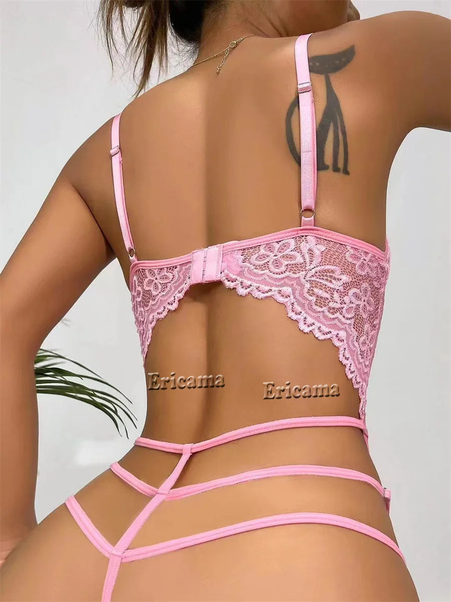 Sexy Lingerie Women Erotic Lingerie Sleepwear Pajamas Lace Lingerie Set Open Bra Erotic Costumes Exotic Apparel Female Underwear