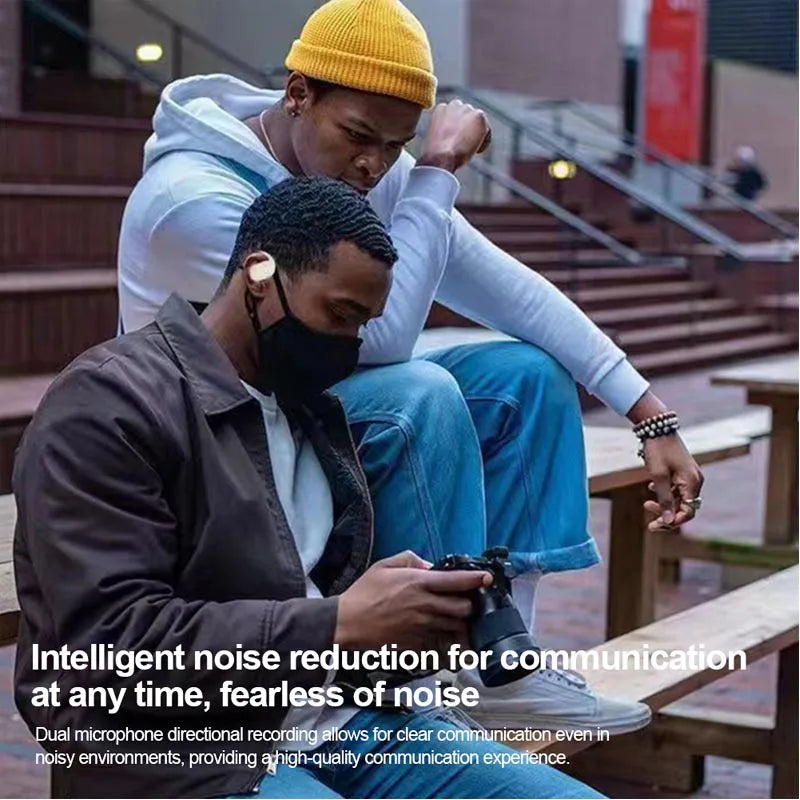 Bluetooth 5.2 Business Earphone Wireless Single Headphone with Mic Mini Ear Hook HiFi Stereo Music Earbud for Cellphone Car Call