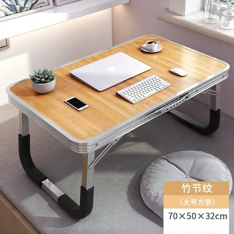 Aluminum Alloy Foldable Computer Table Wooden Lazy Dormitory Learning Folding Bed Outdoor Folding Table