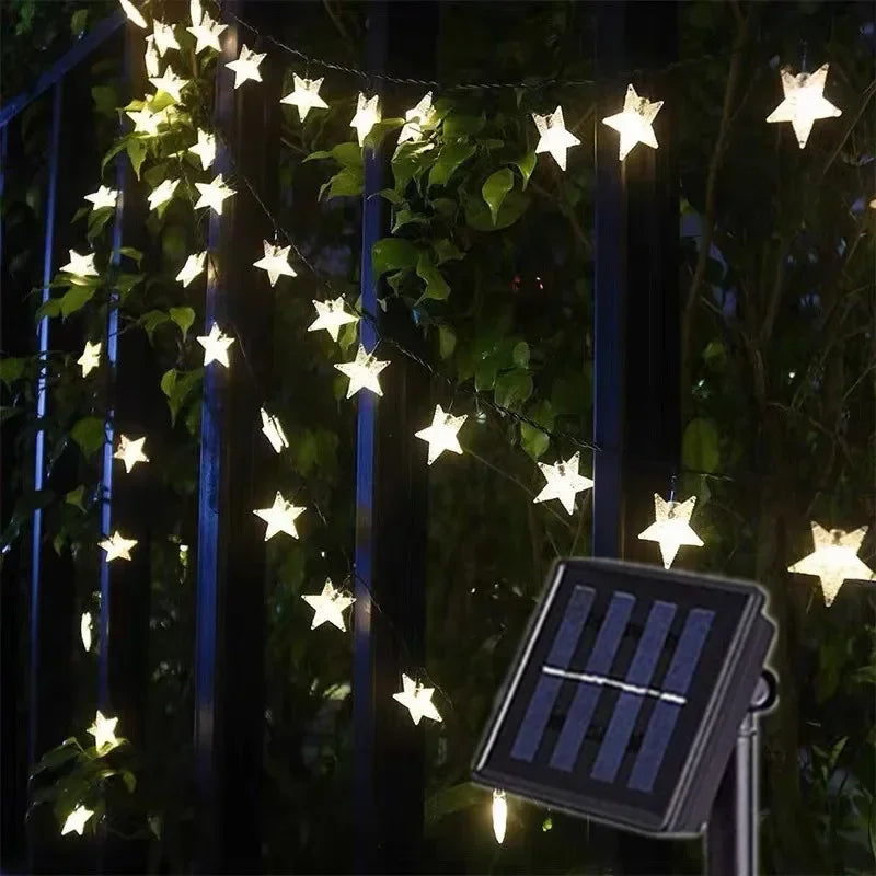LED Solar Star String Lights Outdoor Waterproof Solar Powered Fairy Lights for Patio Garden Yard Porch Christmas Wedding Decor