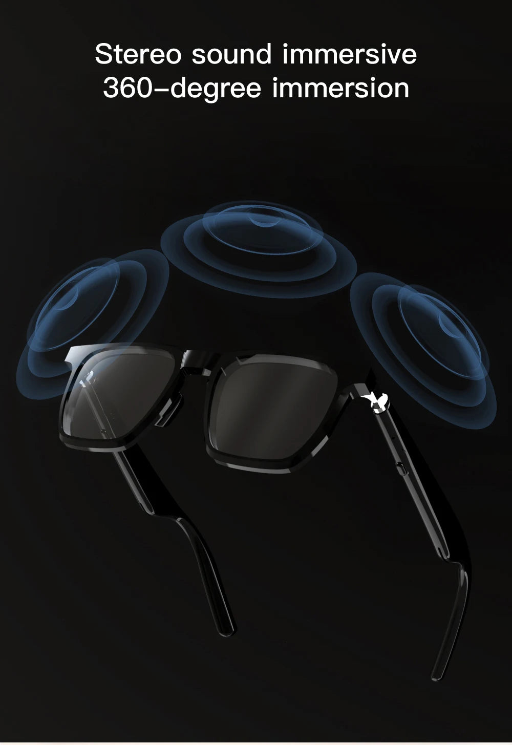 Wireless Bluetooth Headphones  Bluetooth Calling Smart Glasses Music Playback Anti-blue light glasse Waterproof Business glasses