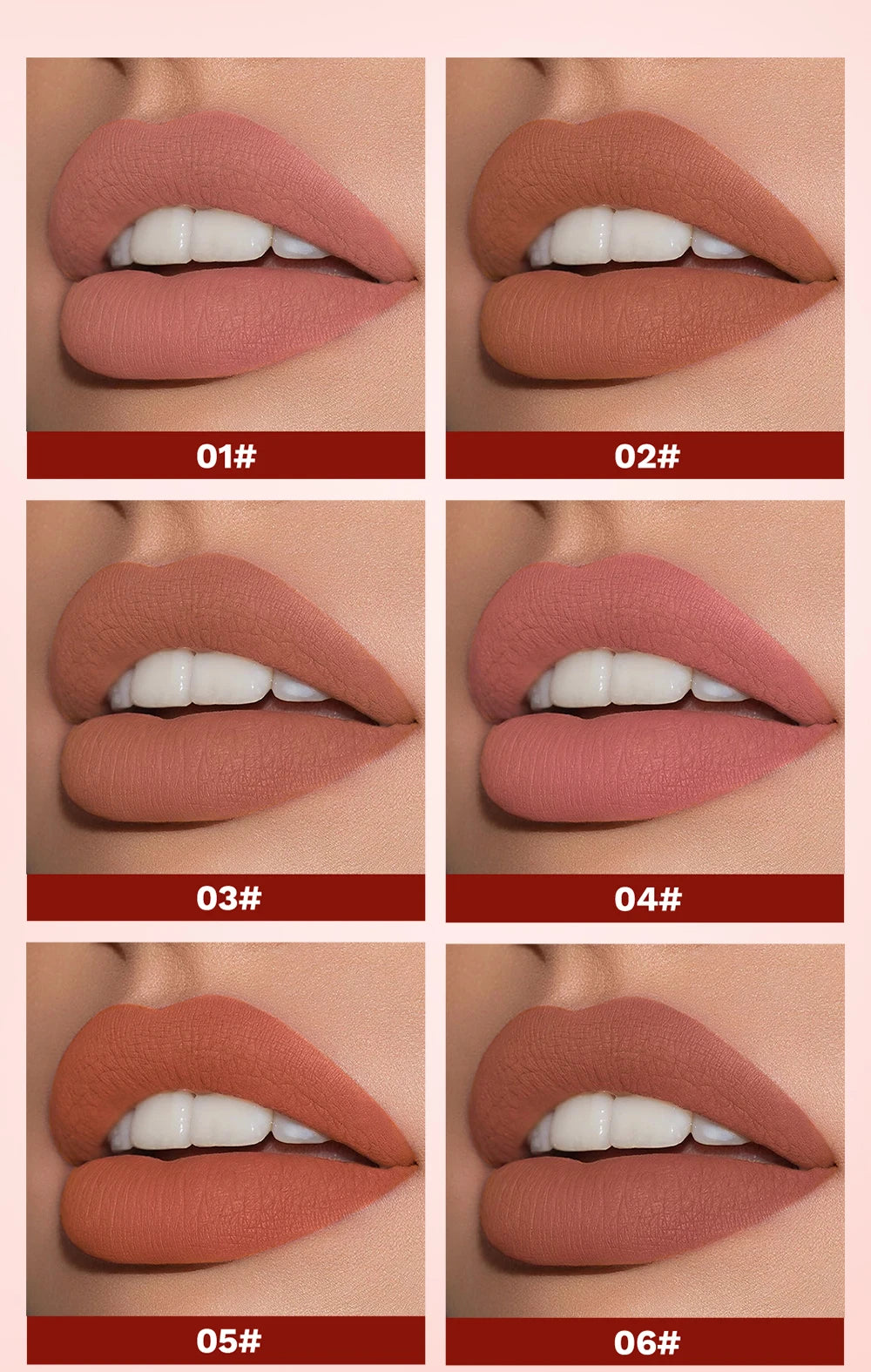 QIBESTNatural Velvet Matte Lipstick Long-lasting 10 Color Lip Stain Lightweight Moisturizing Lip Balm Women Makeup New Lip Tint