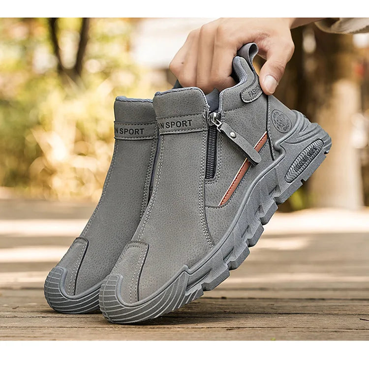 Men's High-Cut Casual Sports Shoes Anti-Slip Wear-Resistant Ankle Boots Outdoor Workwear Footwear for Comfortable Walking