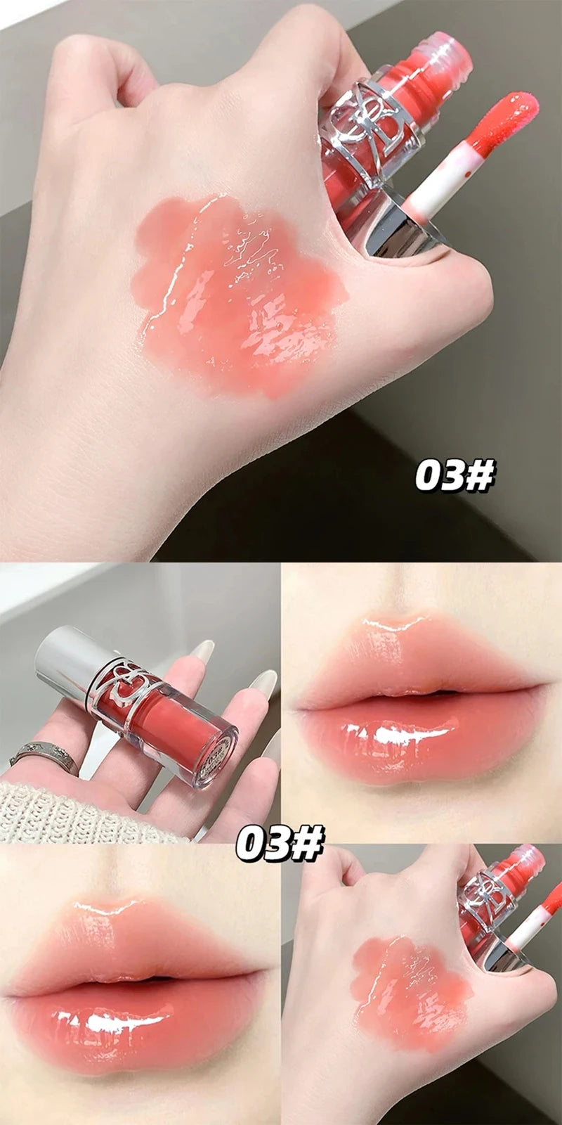 Clear Glass Gray Coffee Shine Lip Gloss Mirror Watery Moisturize Plumper Long Lasting Lip Tint Juicy Lip Oil Gloss Stain Makeup