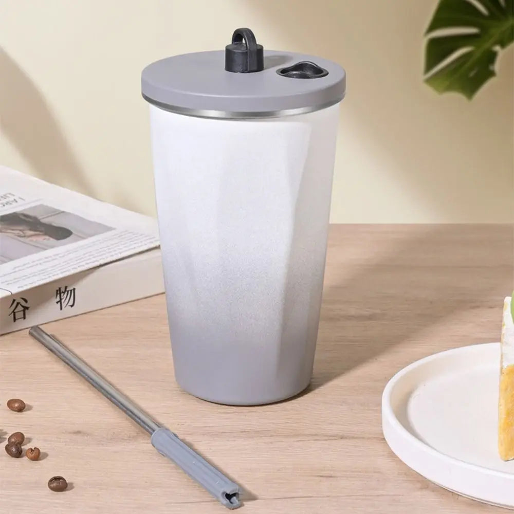 Creative Travel Insulated Tumbler Vacuum Insulated with Straw Stainless Steel Thermal Mug Leak Proof 600ML Fashion Thermos Cup