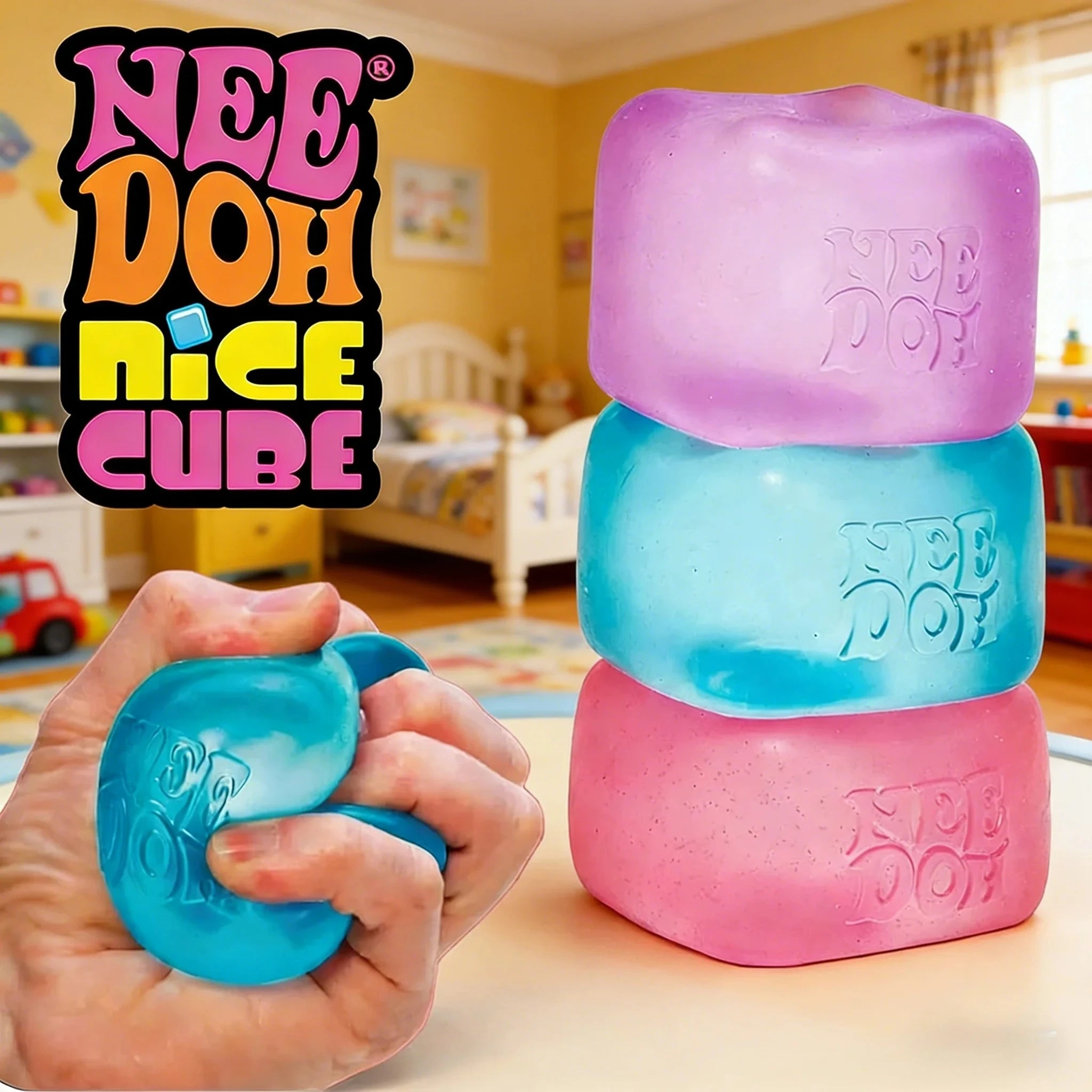 Needoh Nice Cube Sensory Fidget Cube Stress Relief Anxiety Sensory Tool for Focus ADHD & Calming Party Gifts Desk Toy