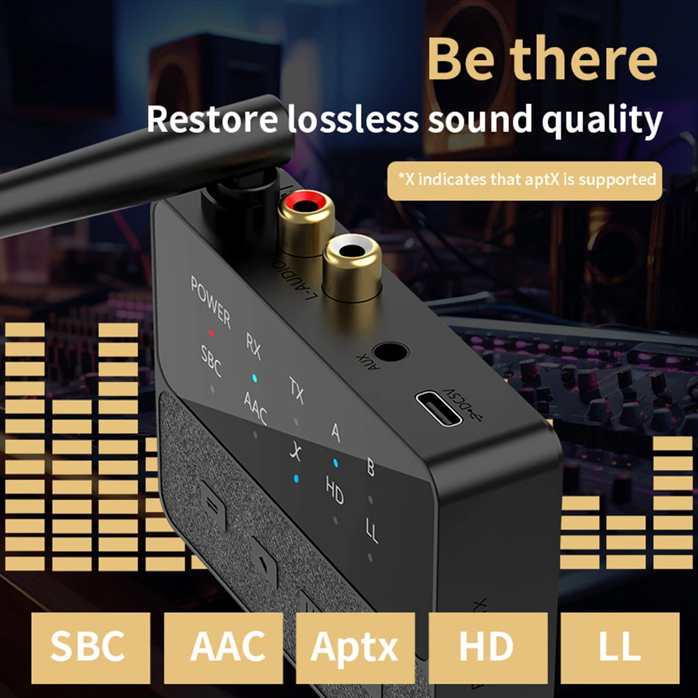 Bluetooth-Compatible 5.3 Wireless Stereo Receiver Transmitter 2 In 1 HIFI Stereo Adapter Wireless Audio Dongle for Speaker TV PC