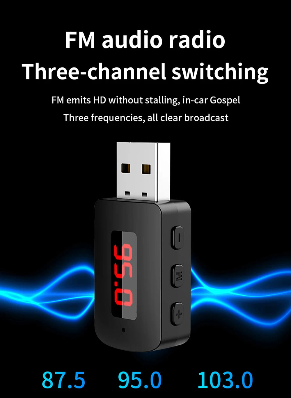 USB Bluetooth 5.3 5.4 Adapter USB Dongle Wireless Music Audio Receiver Transmitter Handsfree Call With Mic LED Display For Car