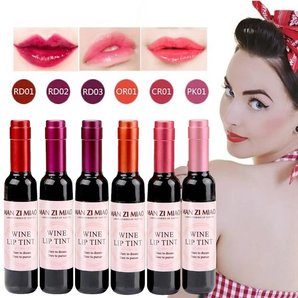 Wine Bottle Lip Stains Kit Wine Bottle Lip Gloss Set 6 Colors Wine Lip Stain Mini Matte Wine Bottles Lip Sticks Tint