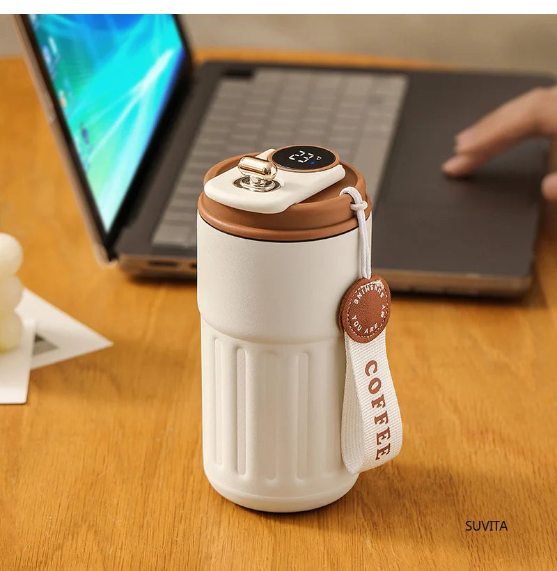 450ML Thermos Water Bottle Smart Display Temperature Stainless Steel Vacuum Coffee Cup Keep Cold and Heat Travel Thermal Mug