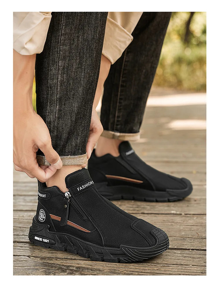 Men's High-Cut Casual Sports Shoes Anti-Slip Wear-Resistant Ankle Boots Outdoor Workwear Footwear for Comfortable Walking