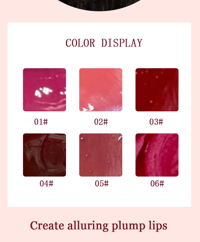 6 colors Light Glass-Like Lip Lacquer - Mirror Shine, Hydrating Formula; Smudge-Proof, Long-Wear, and Skin-Brightening