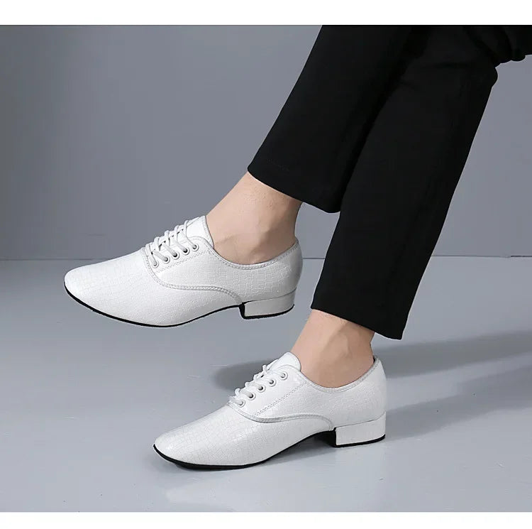 Male Big Size White Dance Shoes Men Soft Leather Latin Shoes Man Jazz Waltz Ballroom Dancing Yoga Train Sneakers Stage Footwear