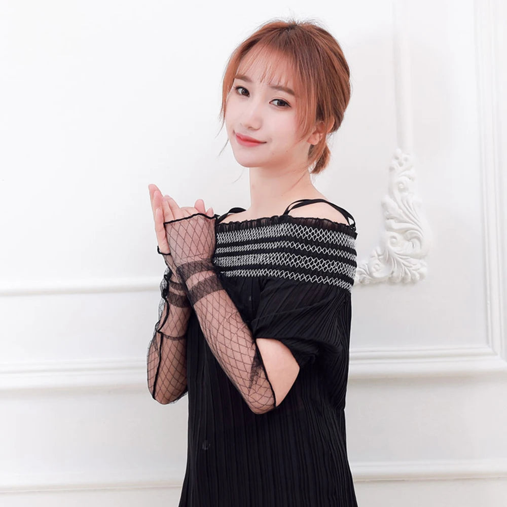 Summer Arm Warmers Thin UV Driving Gloves Sun Protection Sleeves Mesh Lace Gloves Sunscreen Long-Sleeved