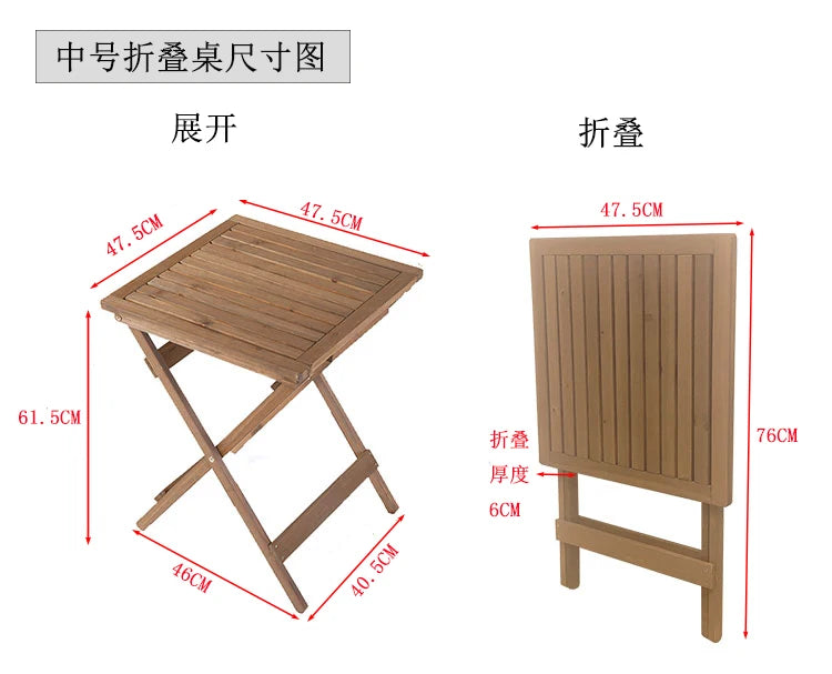 Solid Wood Folding Tea Table Minimalist Design for Home Or Outdoor Use with Smooth Rounded Corners And Premium Hardware