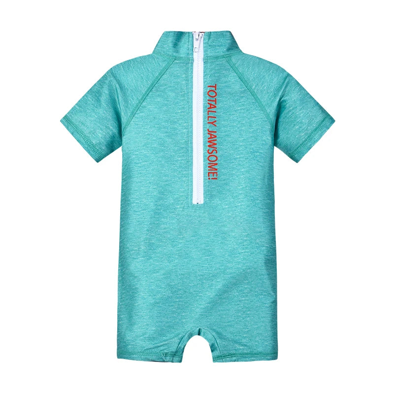 Summer Baby boy Short Sleeved Swimwear Sunscreen High Elasticity Cartoon Printing Cute And Cool Out Doors Swimming Pool  Parti