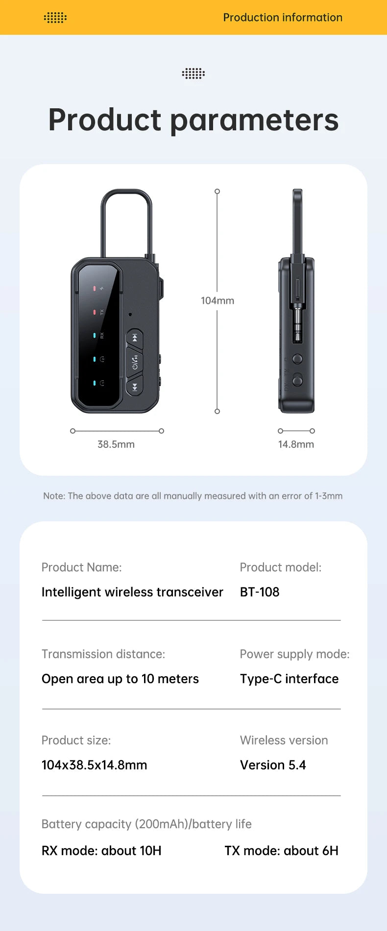 Bluetooth 5.4 Transmitter Receiver Supports to 2 Headphones/iphone AUX Wireless Audio Adapter for Car,Airplane,PC,Gym,Switch