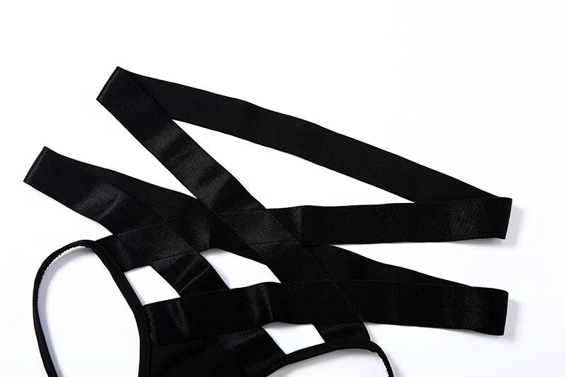 Women's Sexy Bra Set Erotic Underwear String Transparent Bandage Hollow Bra Women's Party Set Exotic Style Bra Set