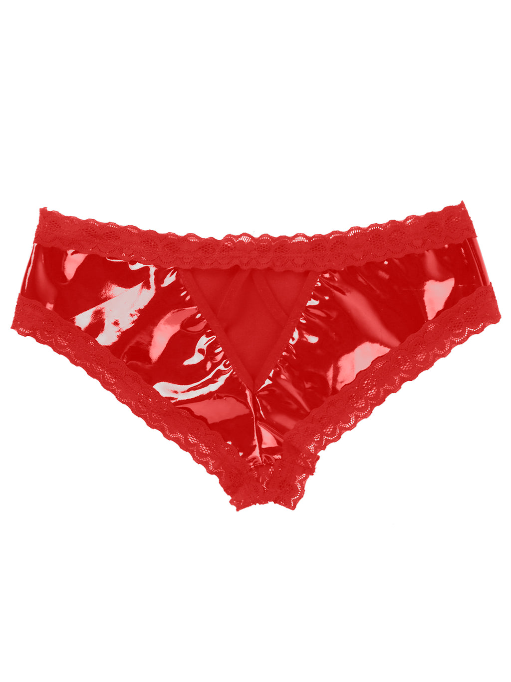 Lingerie for Ladies Women's Erotic Panties Crotch Open Sex Wet Look Porn Underwear Patent Leather Lace V-Back mujer Mini Briefs