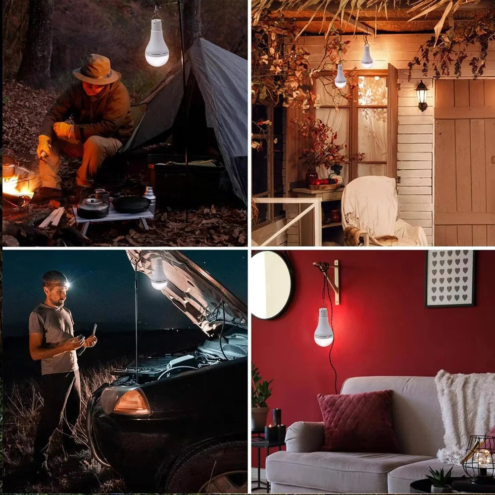 Solar Light USB Charged Hanging Emergency Sunlight 7W/9W/12W Powered Lamp Outdoor Indoor House Solar Bulb Light Solar Panels