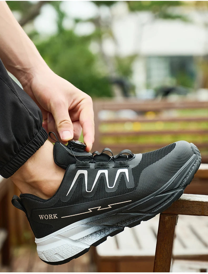 Men‘s Work Shoes Steel Toe Anti-smash Shoes Indestructible Safety Shoes Lightweight Breathable Sneakers Construction Site Shoes