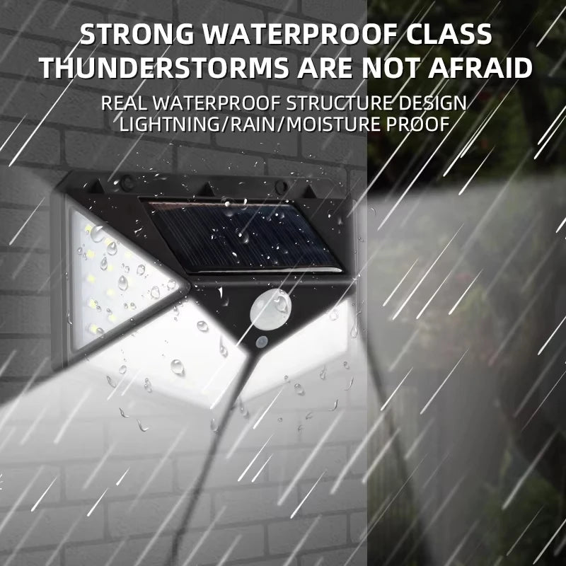 100 LED Solar Lights Outdoor Wall Lamp 3 Modes 270° Lighting Angle IP65 Waterproof Motion Sensor Security Lights Wireless Lights