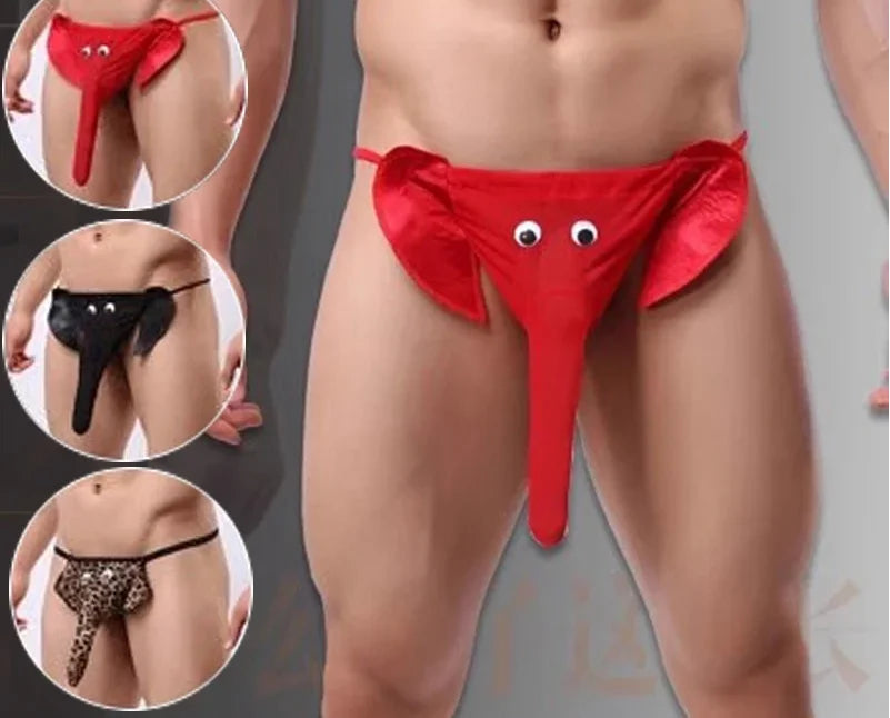 Lingerie Men's Sexy Elephant Thong Underwear Cartoon Trunk T Panties Fashion Panties Underpants G String Elastic