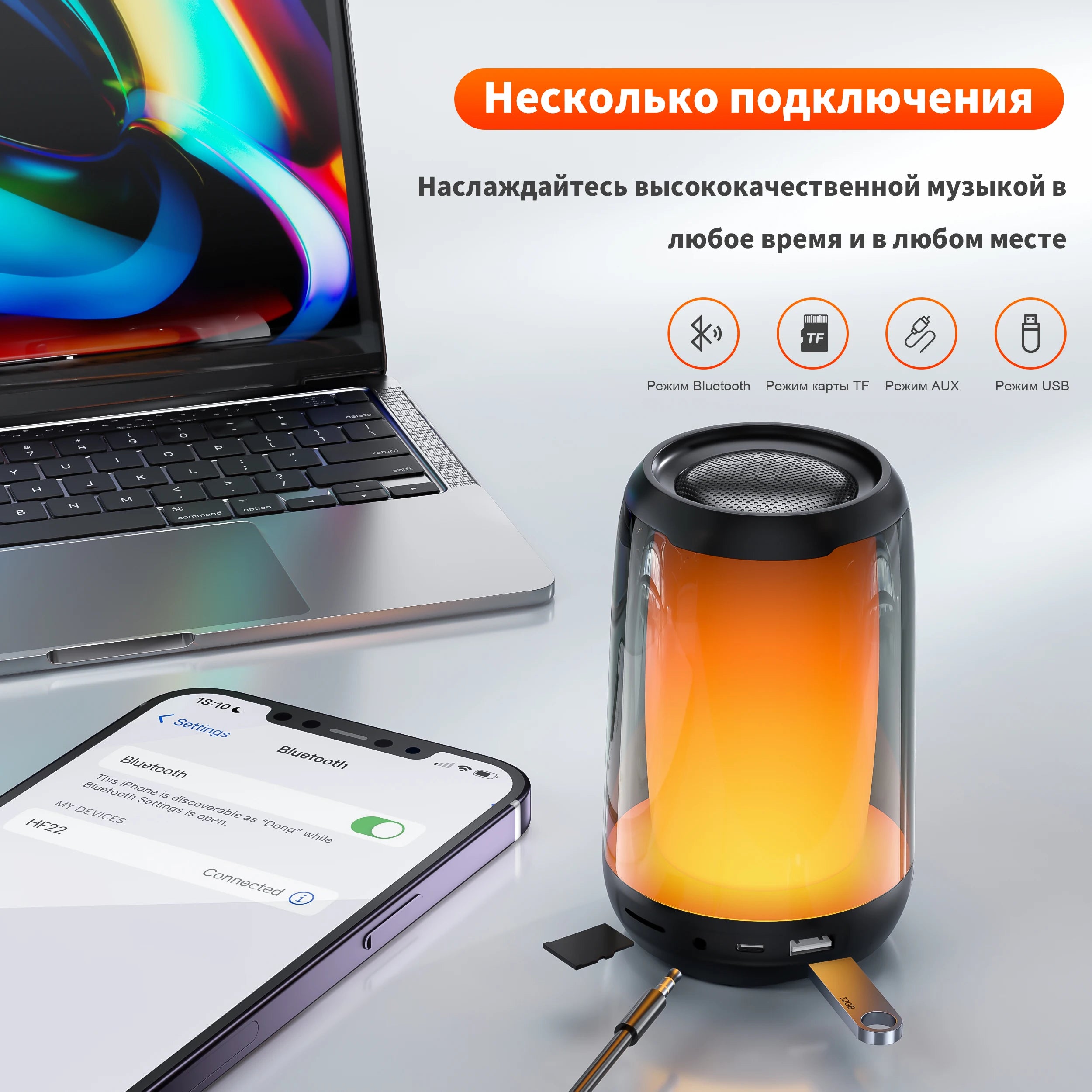Bluetooth Speaker with Hi-Res 5W Audio Wireless HiFi Portable Speaker IPX5 Waterproof Outdoor Multiple Connection Modes NEW