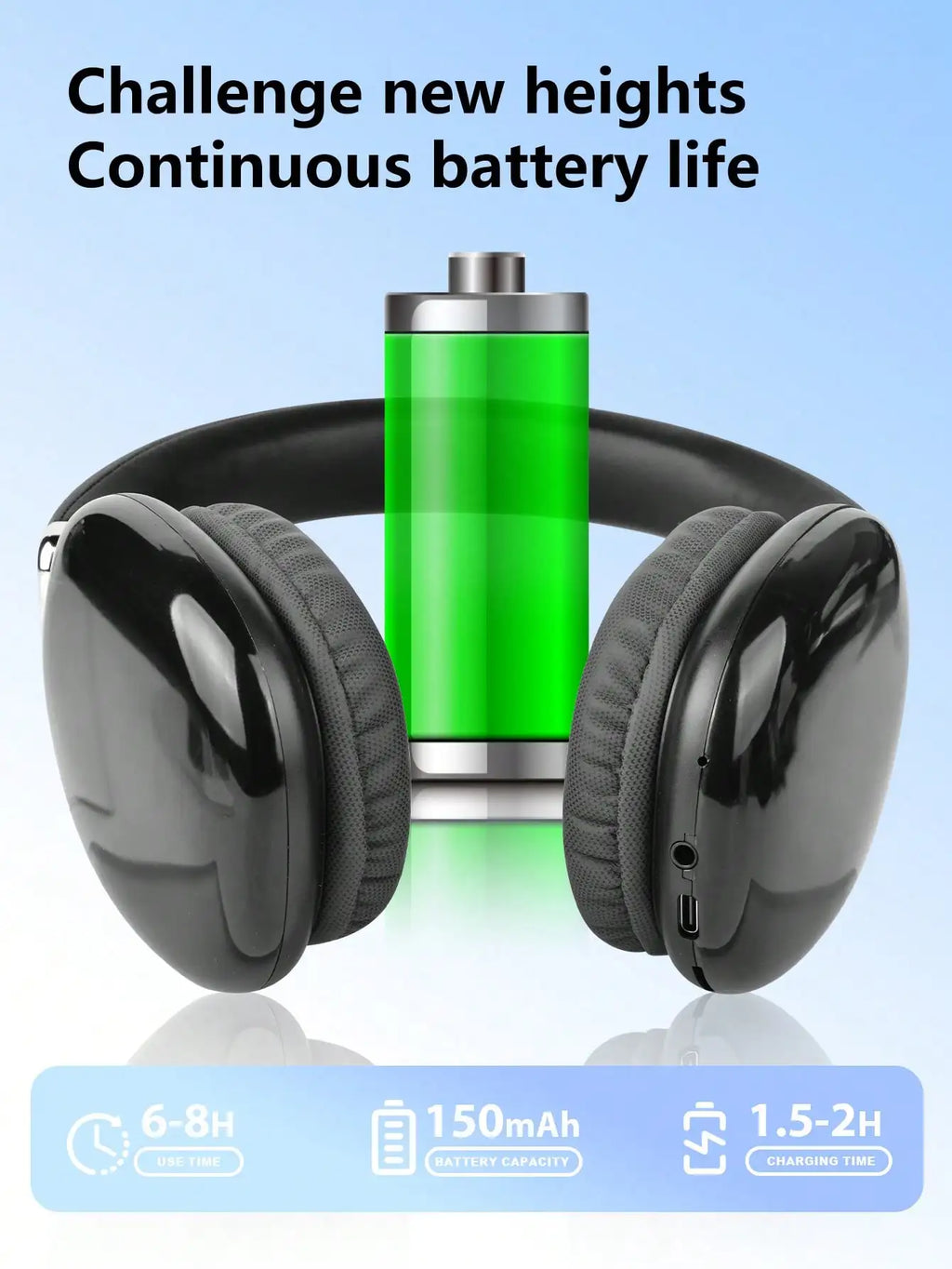 Bluetooth Headphones Over Ear Wireless Headset HiFi Music Gaming Comfortable Mic for iPhone Android PC Travel Sports Gift
