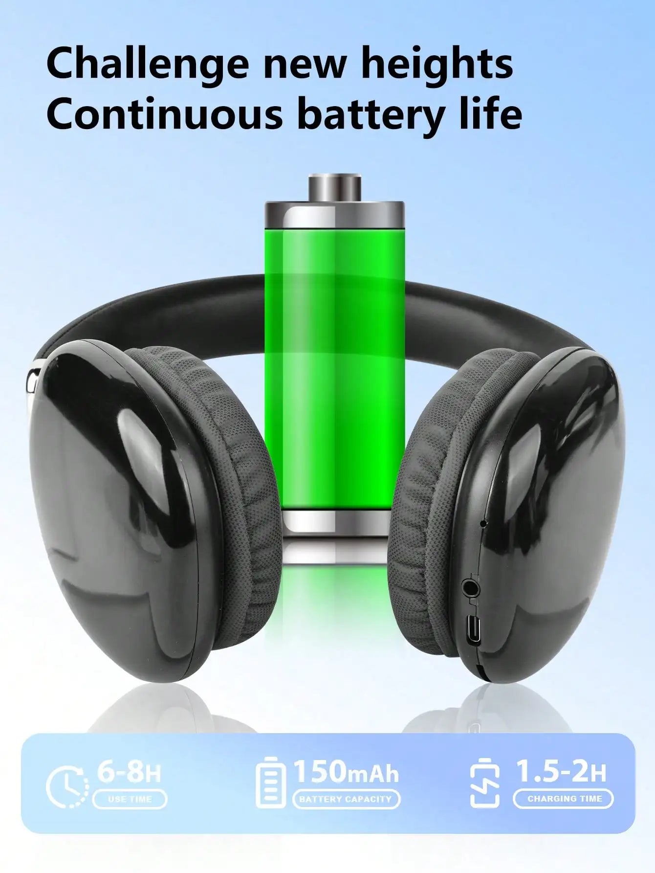 Bluetooth Headphones Over Ear Wireless Headset HiFi Music Gaming Comfortable Mic for iPhone Android PC Travel Sports Gift
