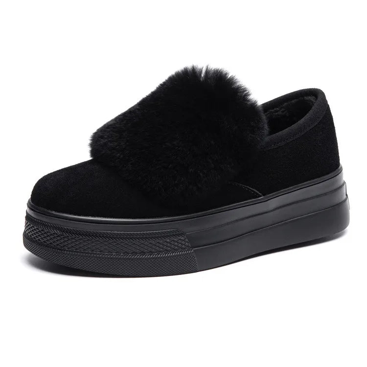 Shoes for Women Spring Leisure Sneakers New Womens Lazy Footwear Lightweight Thick Sole Genuine Leather Board Shoes Platform