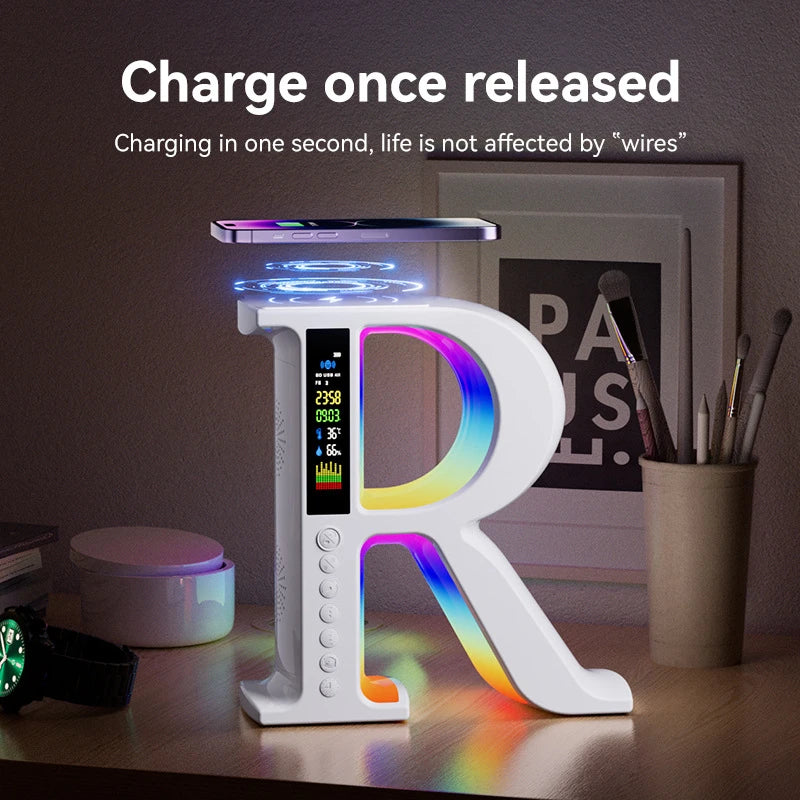Bluetooth Speakers Wireless Charger with Portable Small Mini Speaker Color Atmosphere Lamp Multifunctional Rgb Night Light