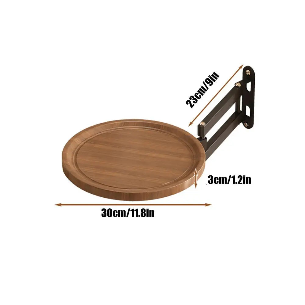 Folding Wall Table For Bed Retractable Wall-Mounted Desk Small Round Desk Wall Mounted tray Rotatable Bedside Storage Holder
