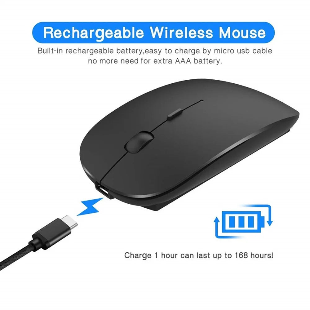 Bluetooth Mouse for Laptop/MacBook/iPad/Android PC,Rechargable Quiet Slim Wireless Mice Compatible with Windows/Linux/Tablet