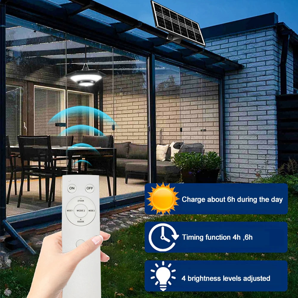 Solar Shed Light Outdoor Solar Pendant Light Indoor Outdoor Motion Sensor Timer Waterproof Gazebo Yard Garage Patio Chicken Coop