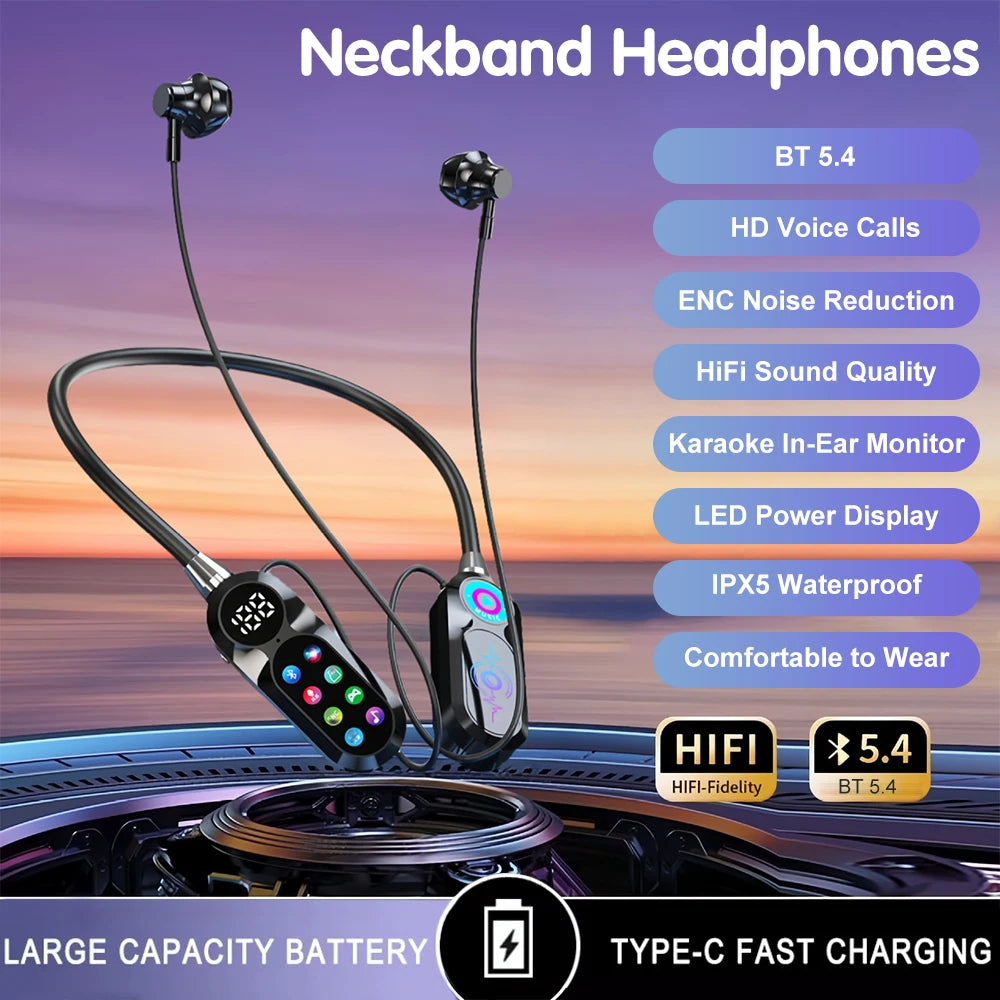 Wireless Bluetooth 5.4 Earbuds with LED Display HiFi Sound for Sports And Gaming - Headset