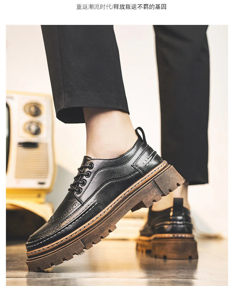Shoes for Men Fashion High Quality Leather Men Shoes Business Light Luxury High-end Retro Tooling Men's Shoes Zapatillas Hombre