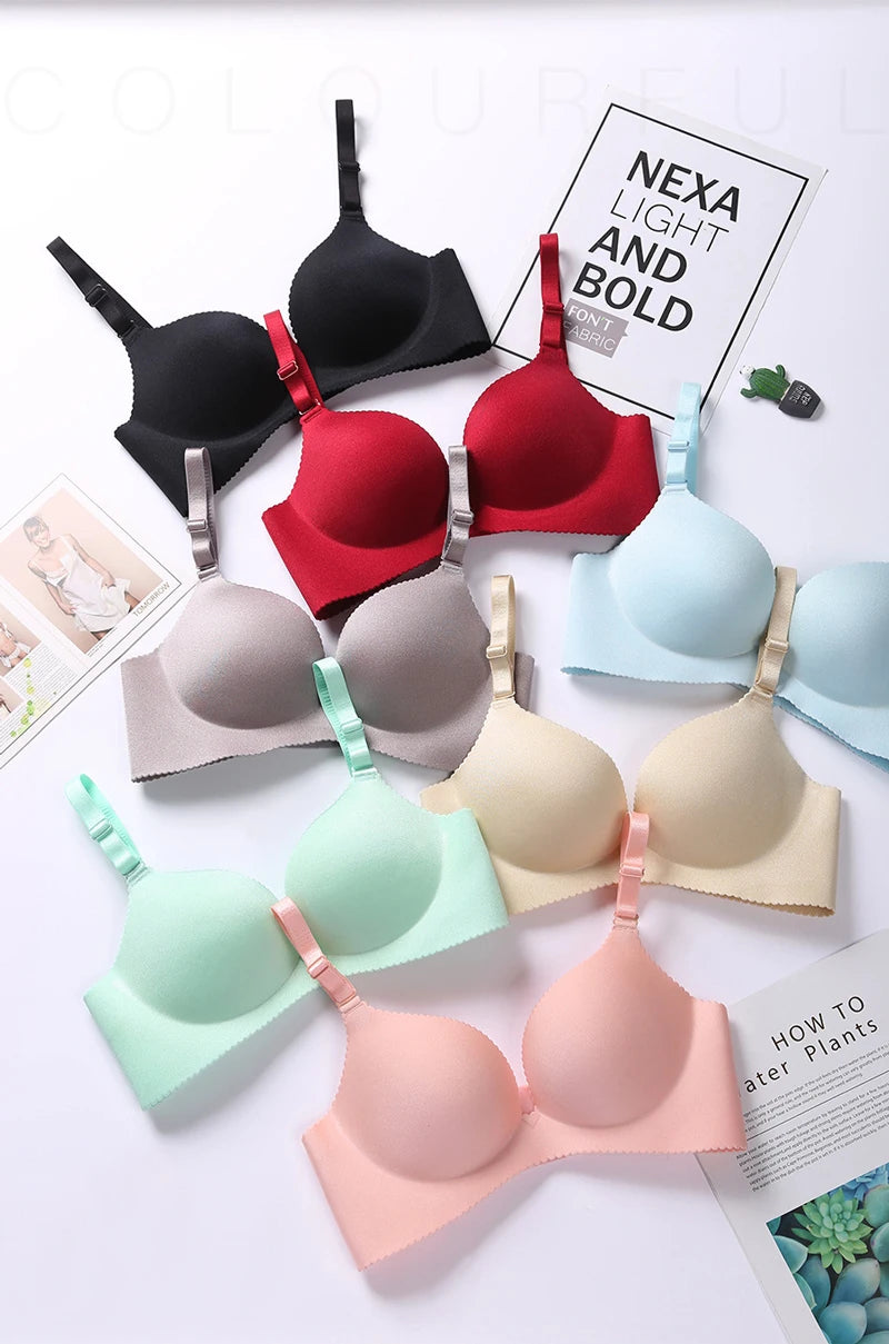 Seamless Bra Set For Women Underwear Push Up Lingerie Set Wire Free Bra & Panties Set 3/4 Cup Adjustable Brassiere & Briefs Set