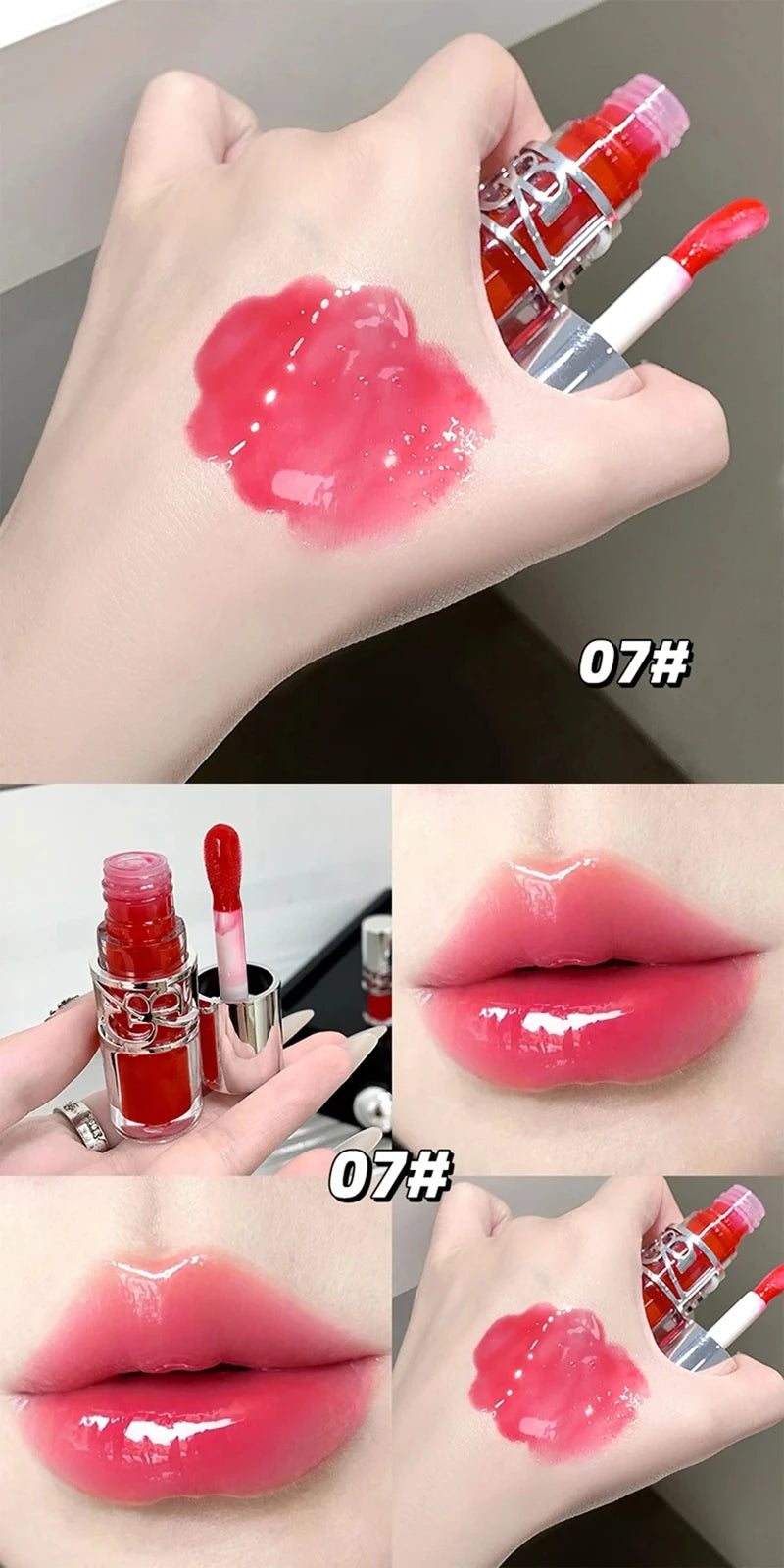 Clear Glass Gray Coffee Shine Lip Gloss Mirror Watery Moisturize Plumper Long Lasting Lip Tint Juicy Lip Oil Gloss Stain Makeup
