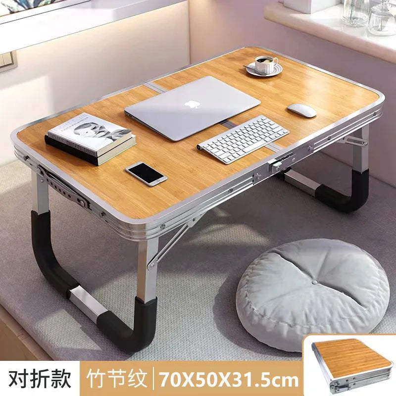 Aluminum Alloy Foldable Computer Table Wooden Lazy Dormitory Learning Folding Bed Outdoor Folding Table