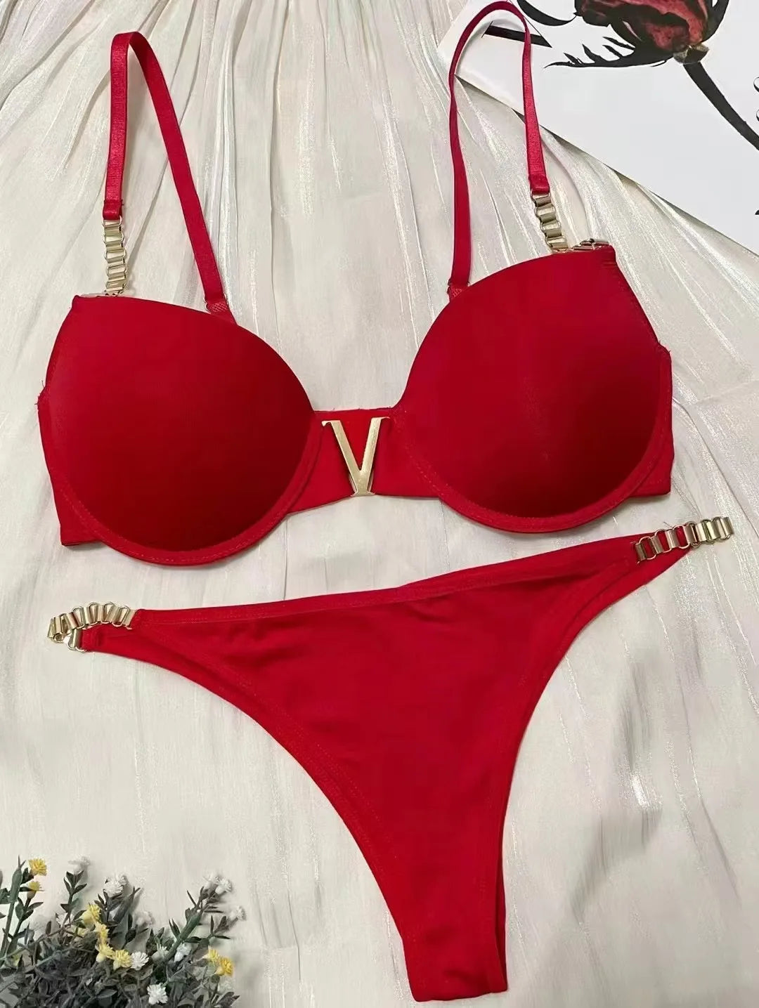 Fashion Sexy Bra Set Girls Women Comfortable Push Up Underwear Set Circular Trim Strap Bras Lingerie Panty Sets