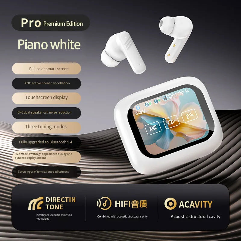 Bluetooth V6.0 AI Translation Headphones OWS Wireless Earbuds with LCD Touch Screen HD Stereo Sound Long Battery Life for Sports